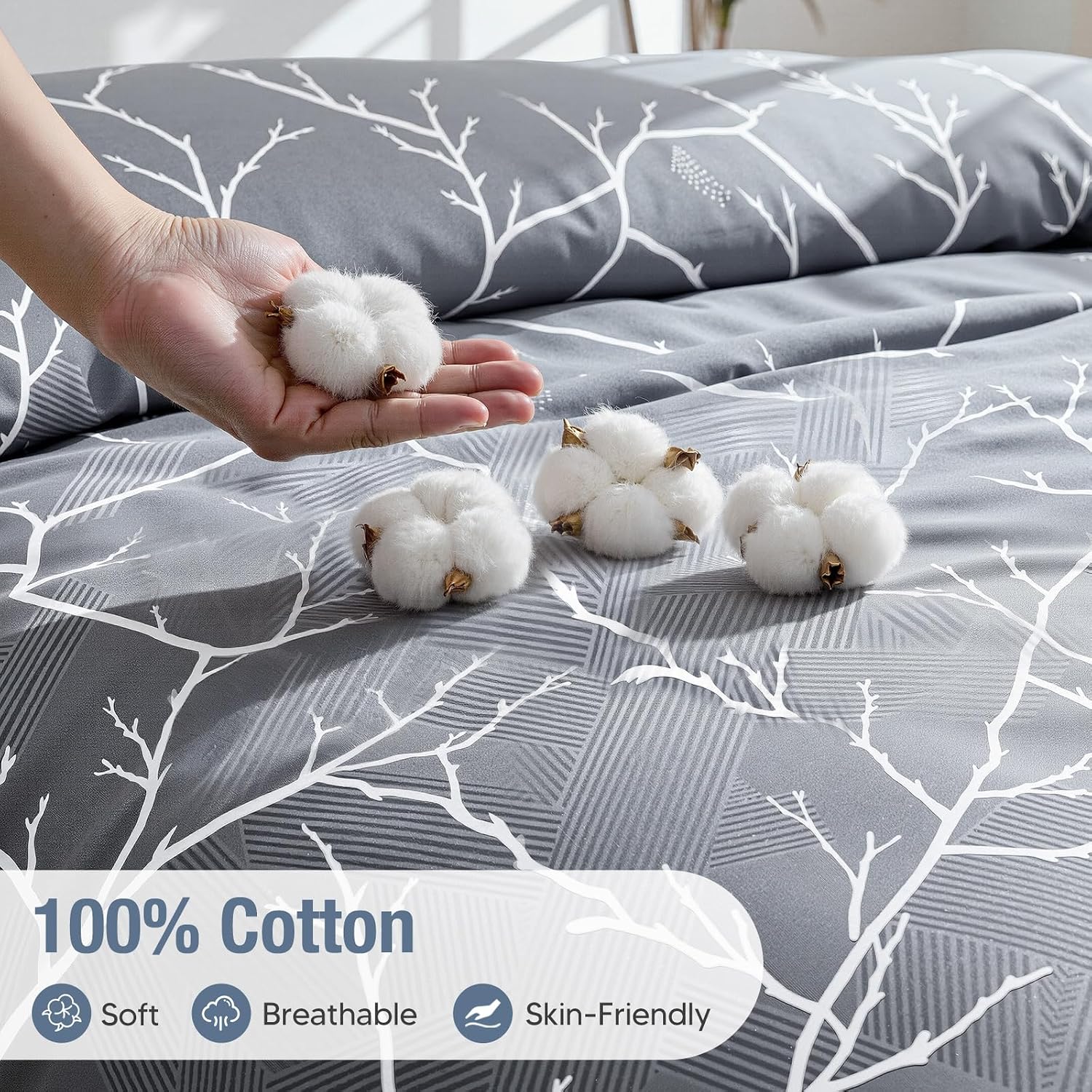 Detalle de Lekesky 200T cotton super king duvet set