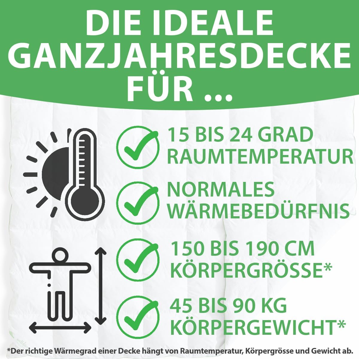 Thumbnail 5 de Welldora Komfort Bettdecke 155x220 (1.535 g) – extraweiche Feder-Daunen-Decke für Allergiker