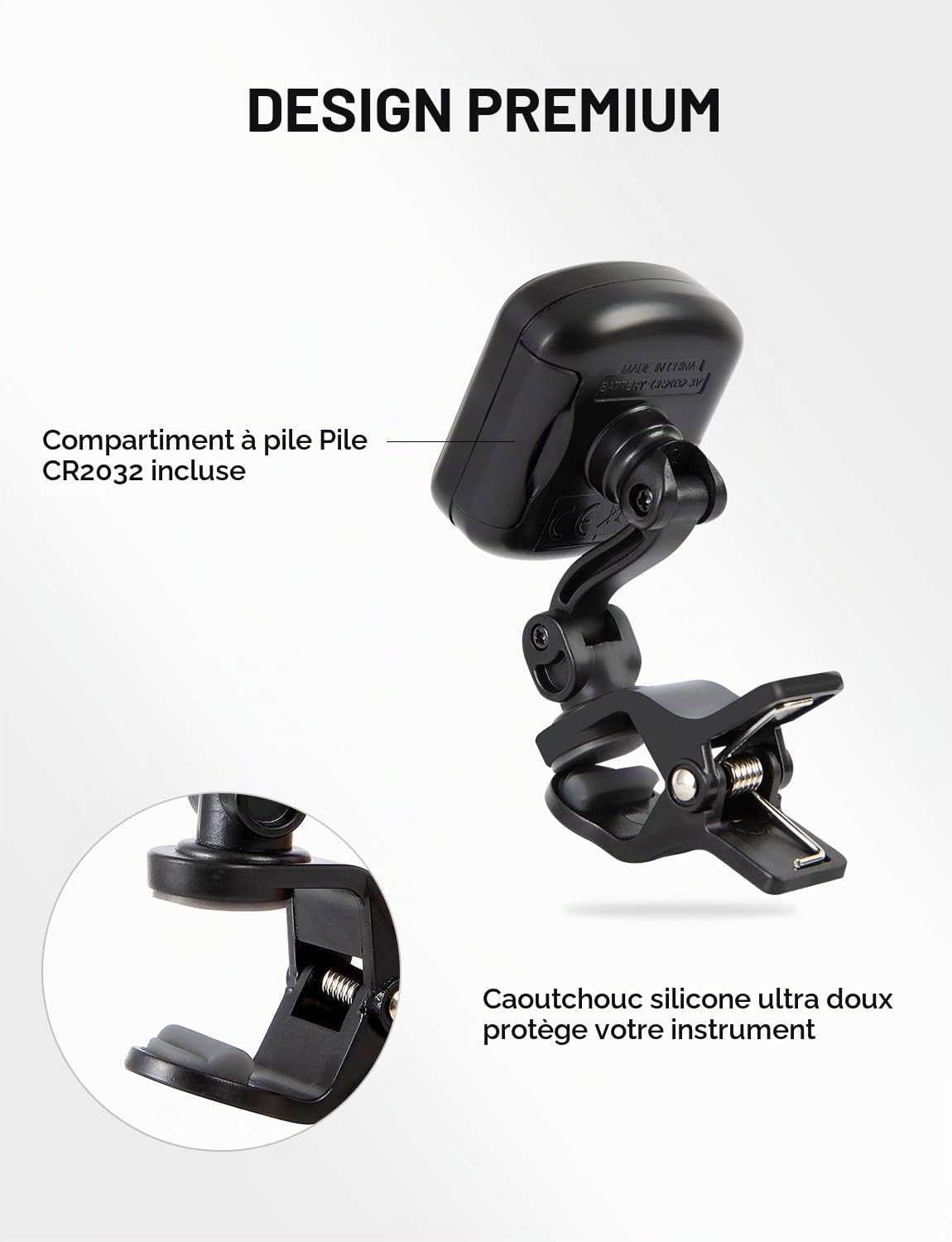 Detalle de LINRAX LT-1 clip-on stemapparaat met 5 modi en draaibaar lcd-scherm