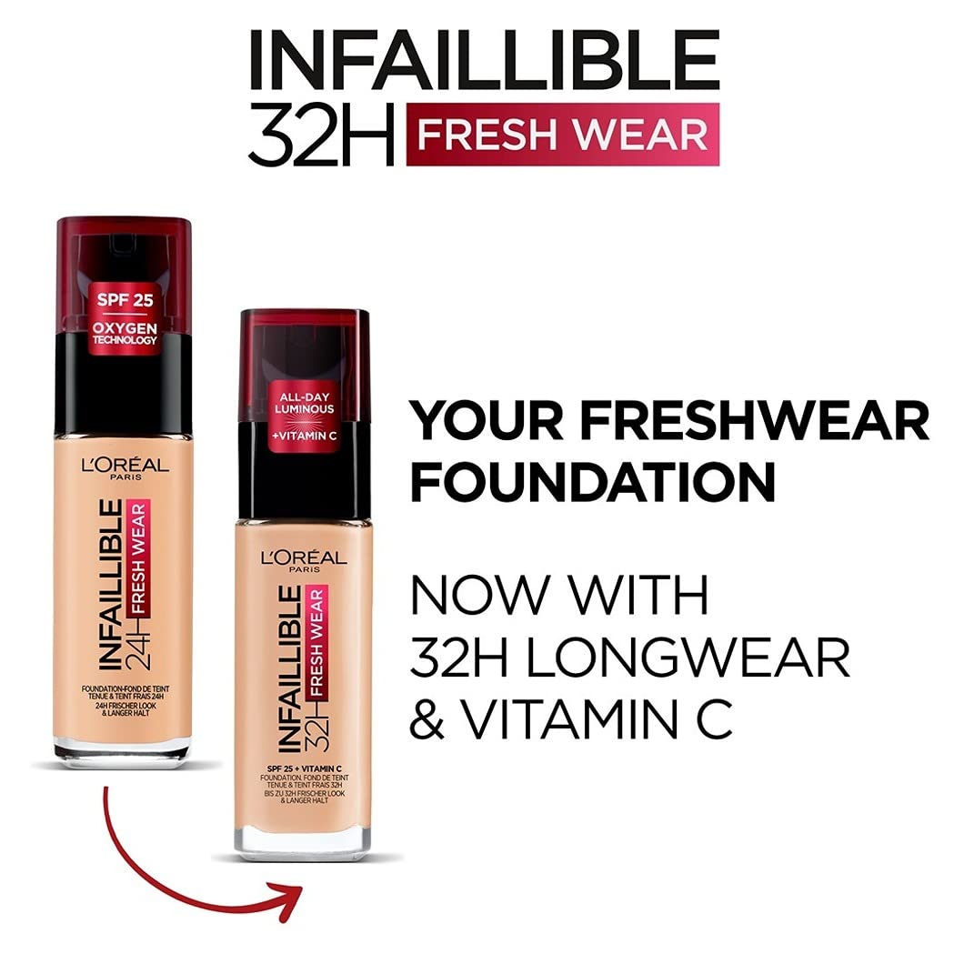 Detalle de L’Oréal Paris Infaillible 32H Fresh Wear Make-up Nr. 145 Cool – Wasserfest, langanhaltend und mit LSF 25 (30 ml)