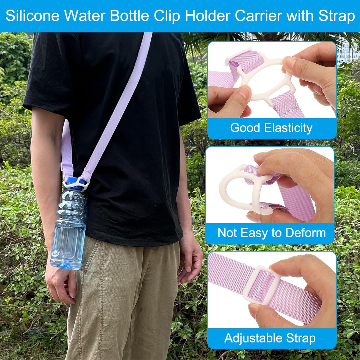 Detalle de PATIKIL Water Bottle Lanyard: 6-Piece Adjustable Shoulder Straps with White Carrier Rings