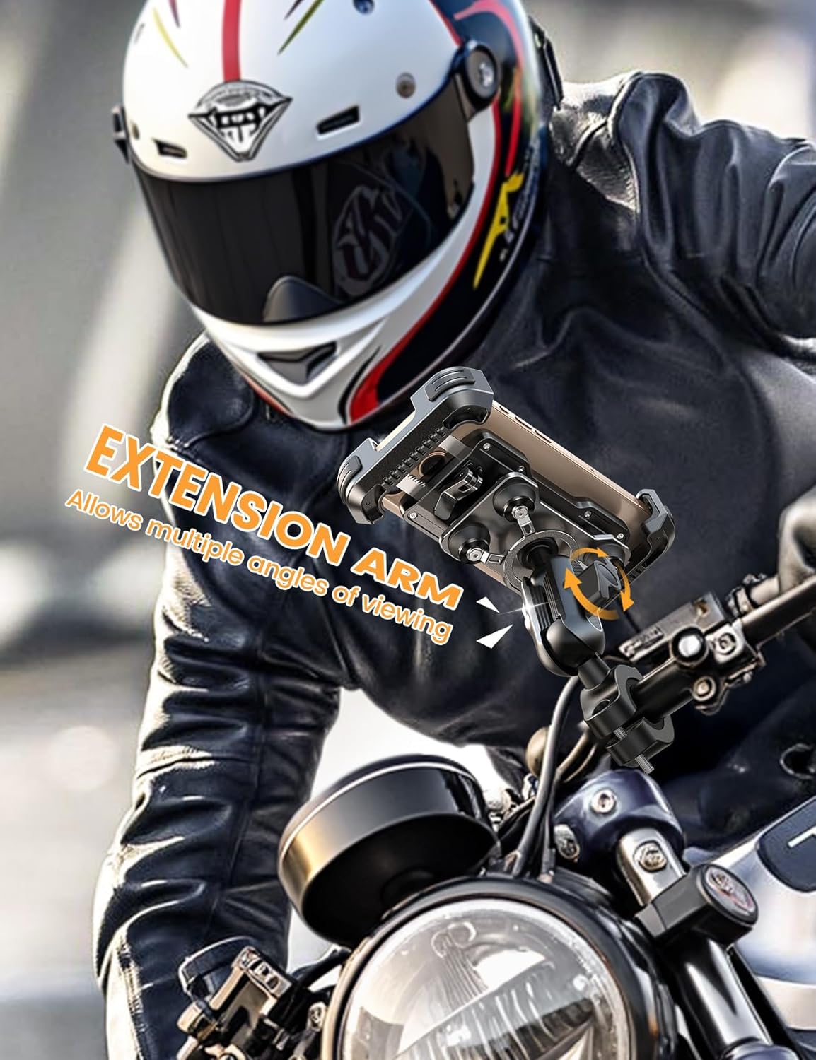 Thumbnail 2 de Lamicall Motorcycle Phone Mount Holder with Metal Extension Arm and Dual Anti-Shake