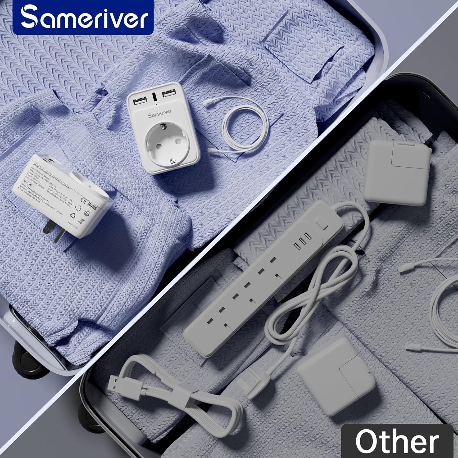 Thumbnail 5 de USA-Reiseadapter Typ B von Amerika auf Deutschland/Europa mit 2× USB-A und 1× USB-C (bis 3A) – 4-in-1 Steckdosenadapter
