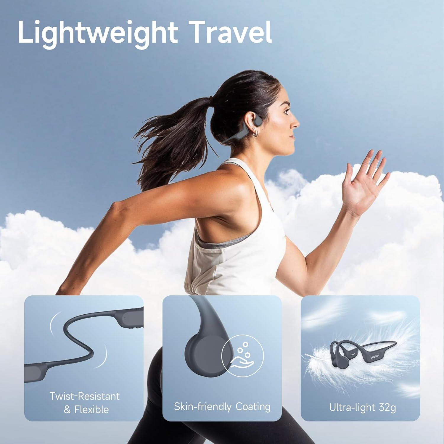 Thumbnail 4 de LOBKIN Casque Natation Bluetooth 5.4 et Conduction Osseuse — IP68, 32 Go MP3, sans fil pour natation et sport