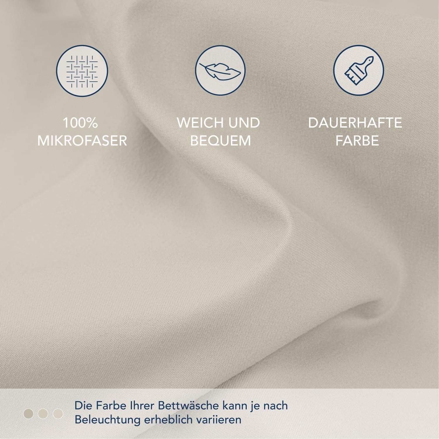 Detalle de Dreamzie Spannbettlaken 180x200 cm – 35 cm Tiefe Tasche, 100% Mikrofaser, Oeko-Tex, Beige
