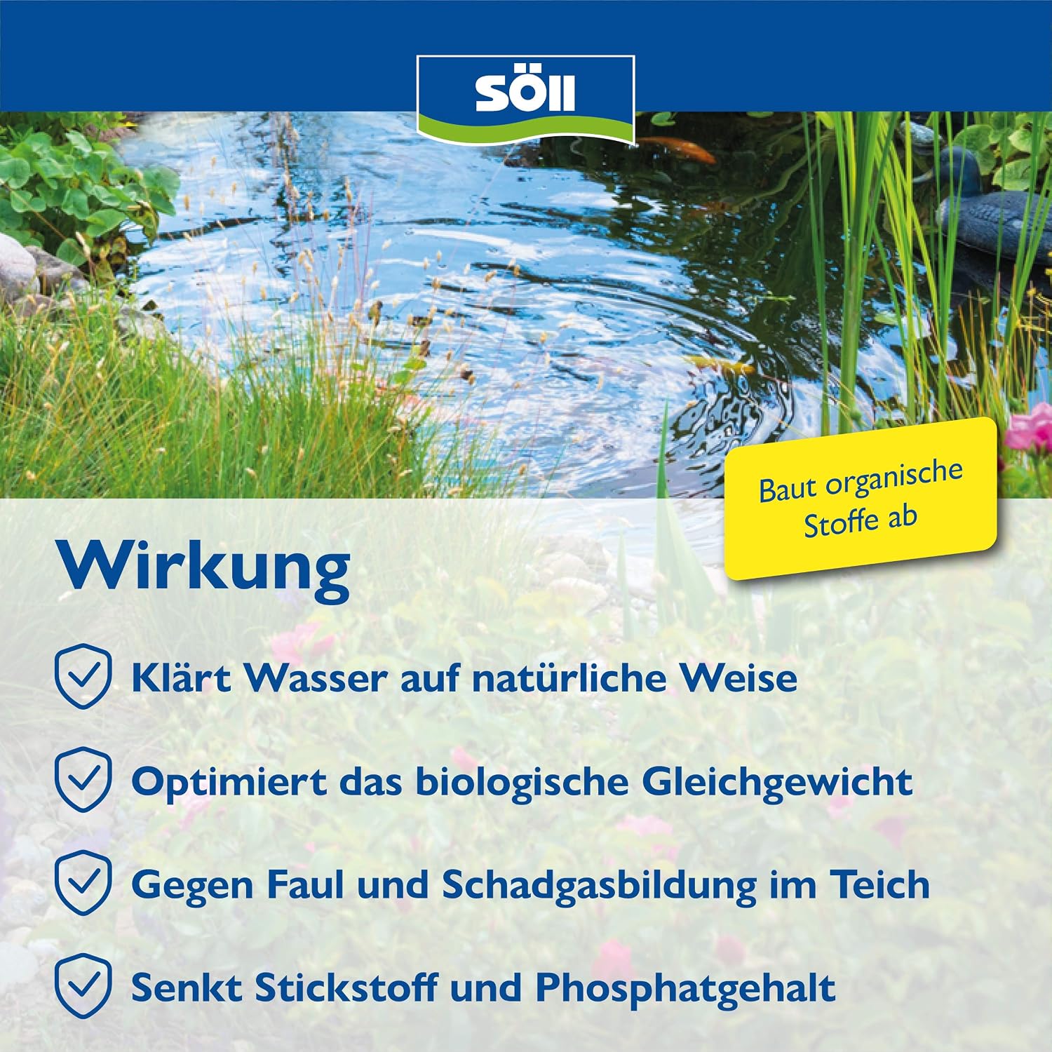 Detalle 2 de Dr. Roth's Teichklar von Söll 80381 – Mikrobiologische Teichpflege für klare Gewässer (1 kg)