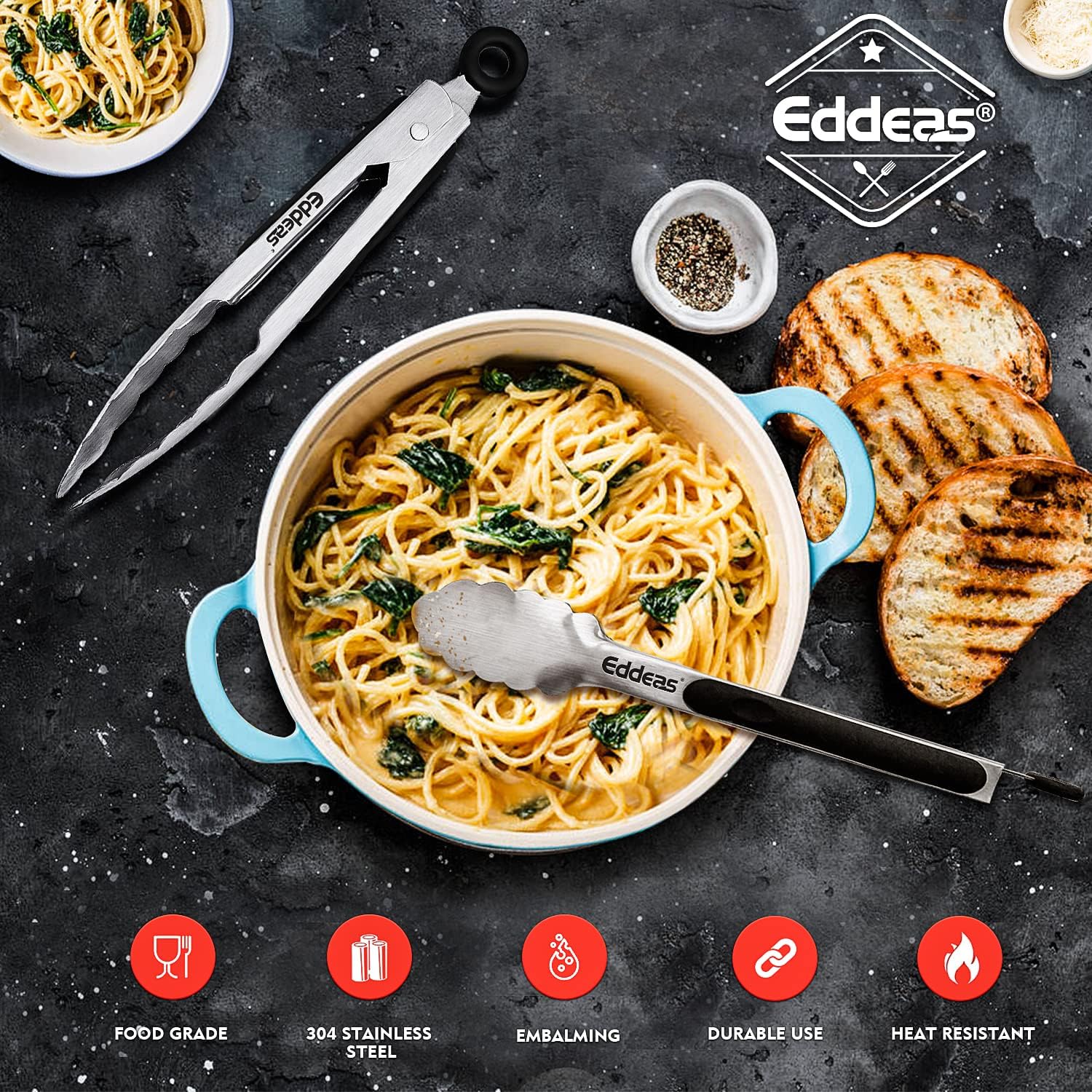Detalle de Eddeas Small Kitchen Tongs 7 inch 🍴