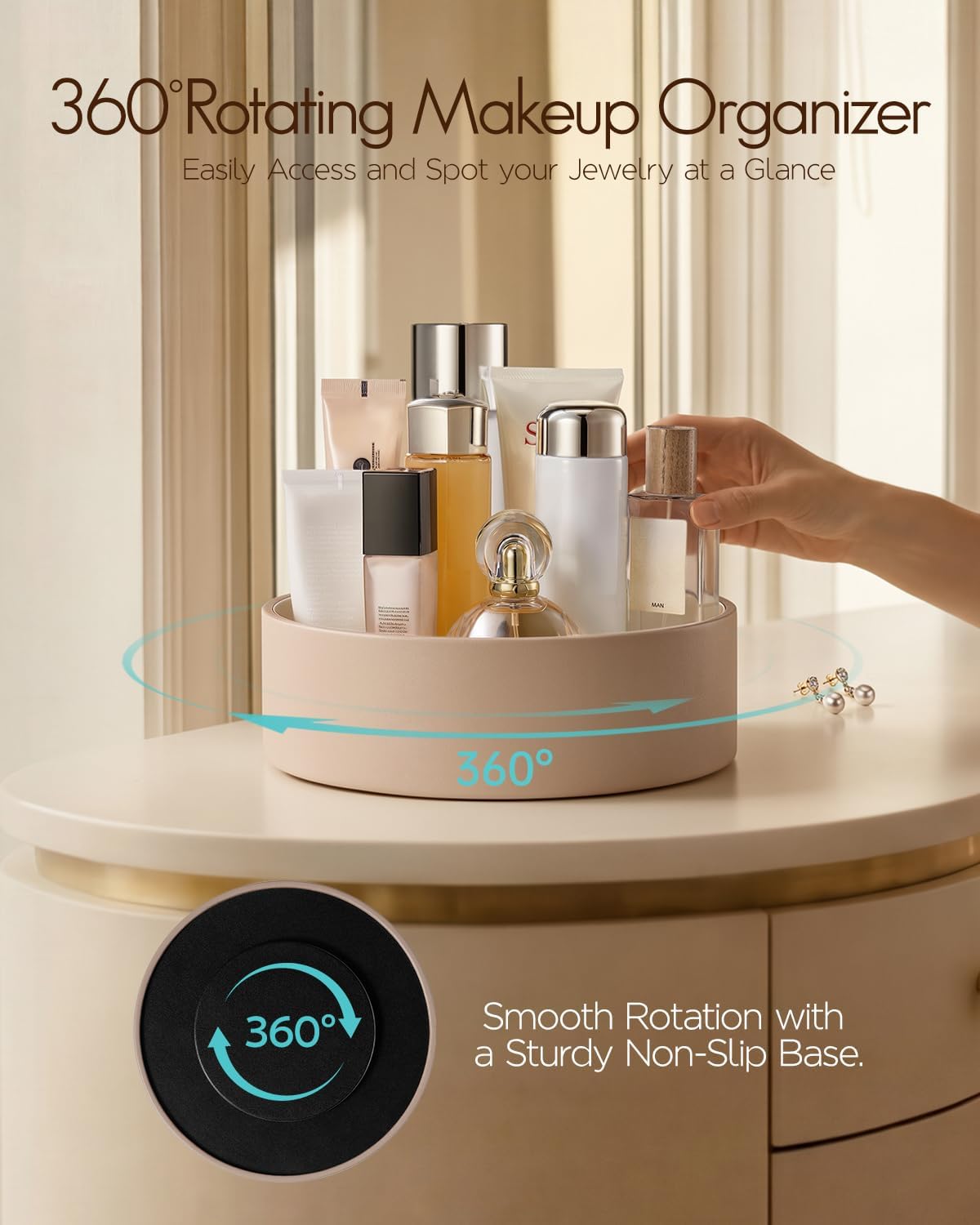 Thumbnail 2 de VLANDO Dressing Table Organiser: 360° Rotating Vanity Storage
