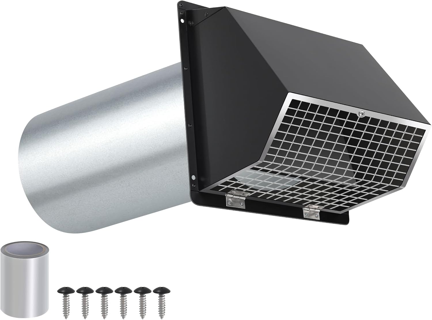 Detalle de JYINCPED WVK013-4 Inch Black Hooded Wall Vent, Galvanized Steel Dryer Exhaust