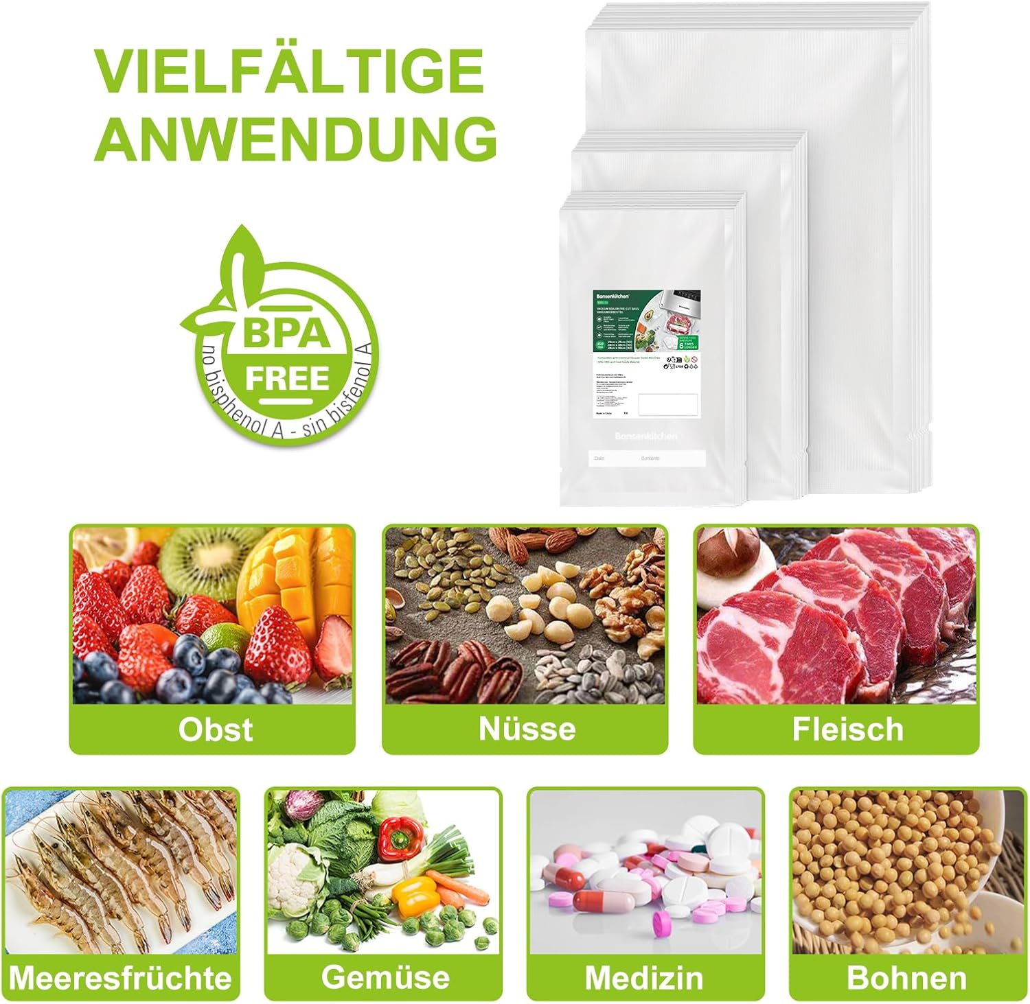 Detalle 1 de Bonsenkitchen Vakuumierbeutel 150 Stück