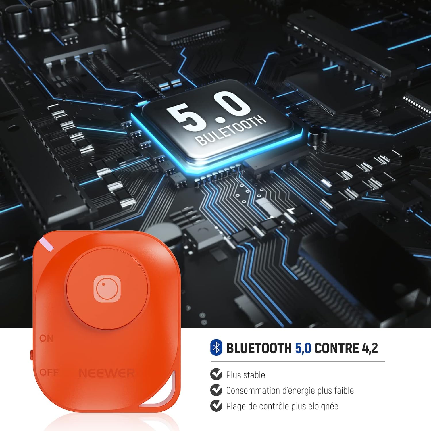 Detalle de NEEWER RT116 commande Bluetooth sans fil pour déclencher la caméra (avec lanière) pour iPhone et Android