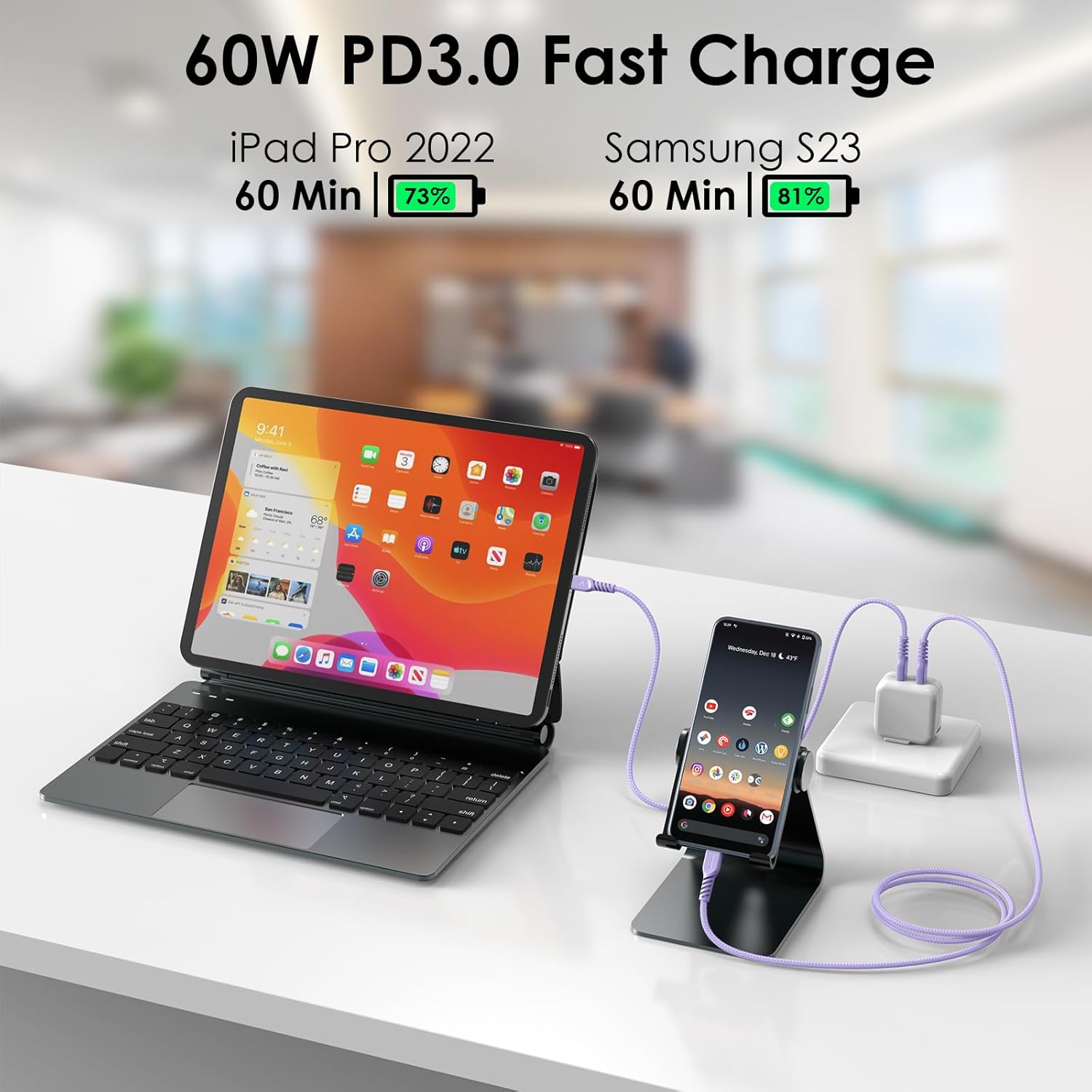Detalle de TECHGEAR USB C to USB C 3M Long Charger Cable 60W – Braided, Fast Charging for iPhone, iPad, Samsung, Pixel and more