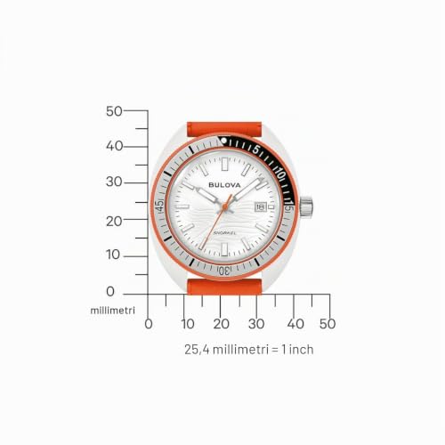 Thumbnail 2 de Bulova Orologio da uomo 98B448: stile ceramica bianca, cinturino arancione in gomma