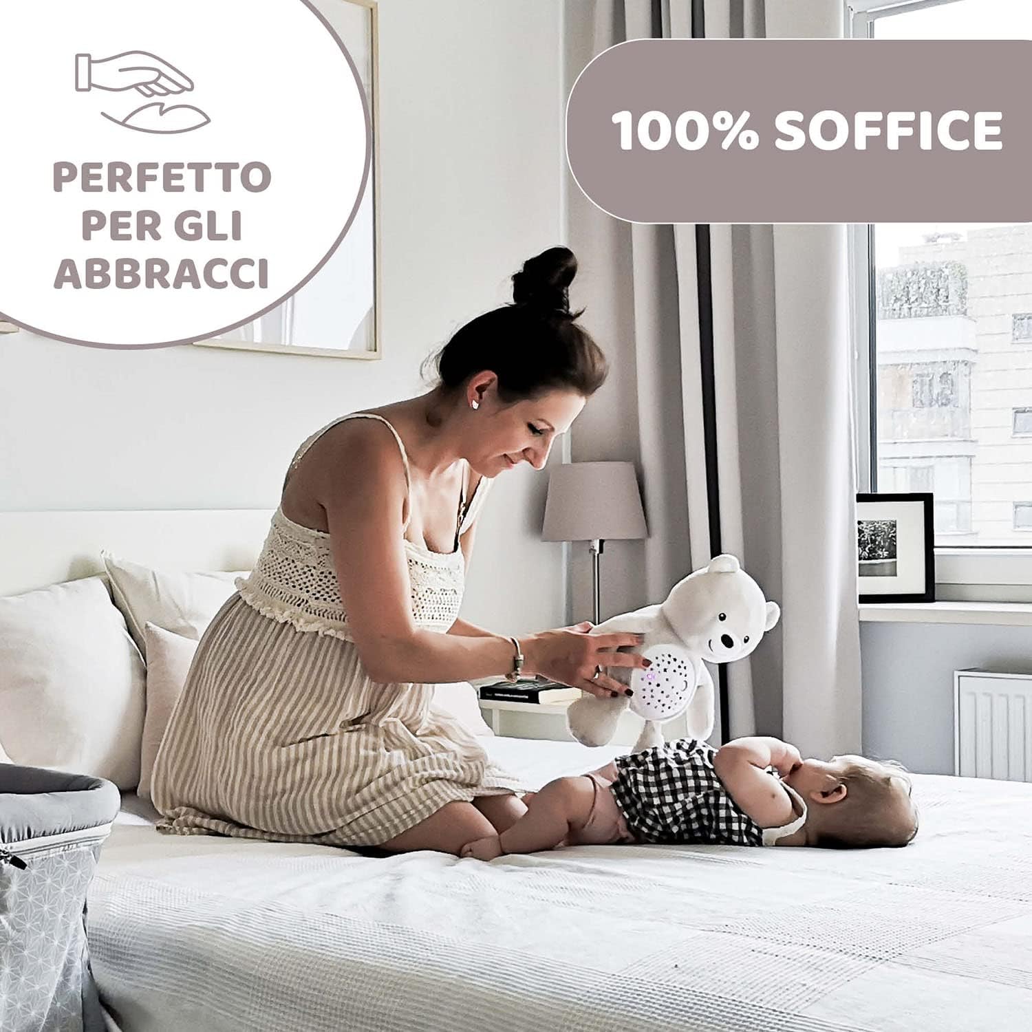 Detalle de Chicco First Dreams Orsacchiotto Peluche Baby Bear: Pupazzo Proiettore con Luce Notturna e Melodie per Neonati