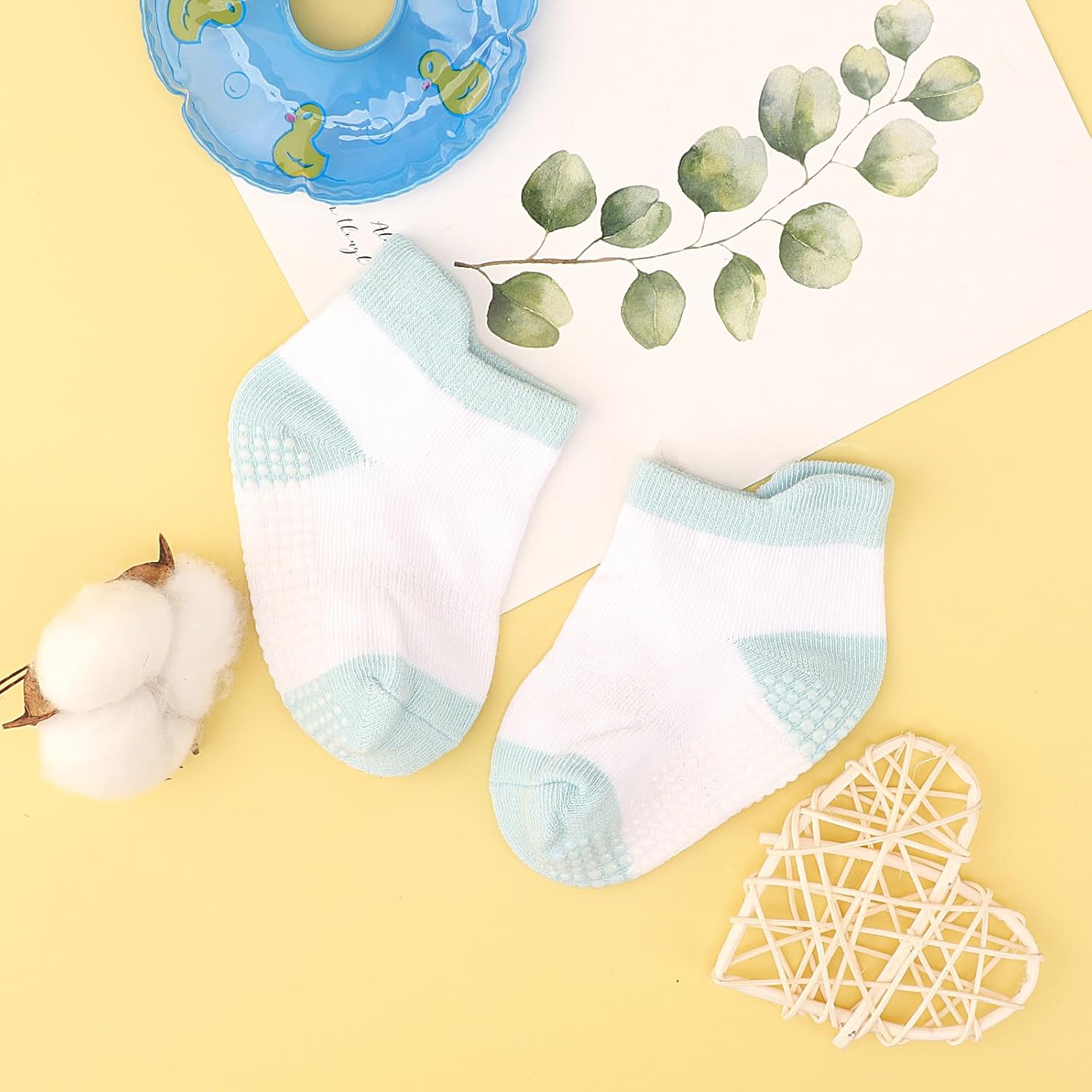 Detalle de DRESHOW Baby Non Slip Grip Ankle Socks with Grippers: 6-Pair Set for Infants to Preschoolers