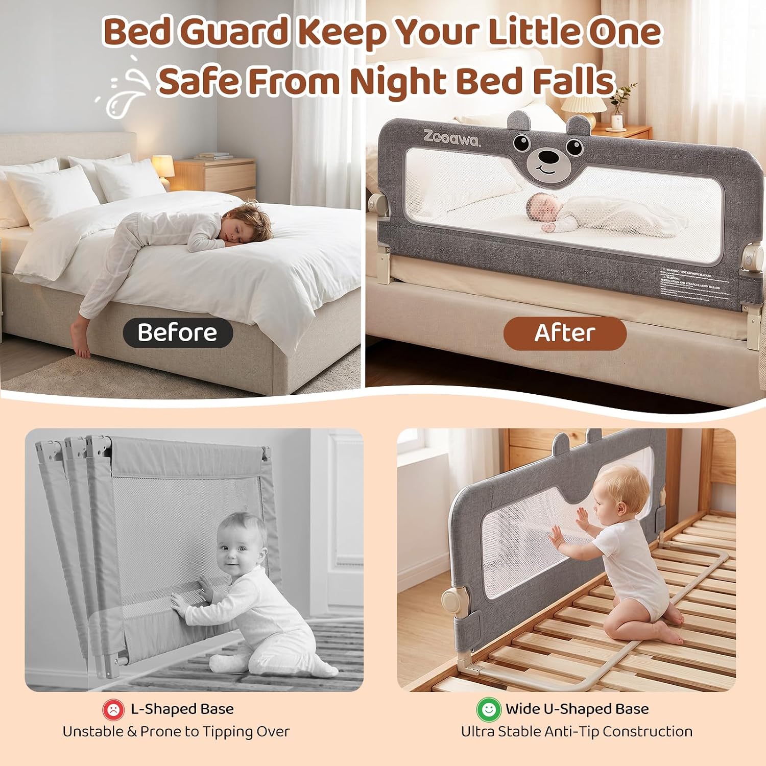Detalle de Toddler Bed Rail, 59-Inch Foldable Design