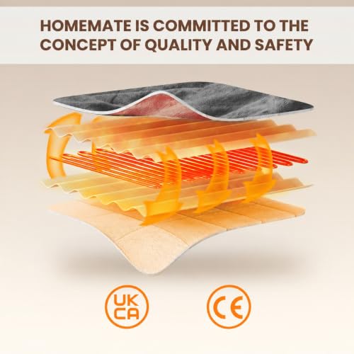 Detalle 1 de Homemate Corded Heated Throw with Flannel, Sherpa and 5 Heat Settings