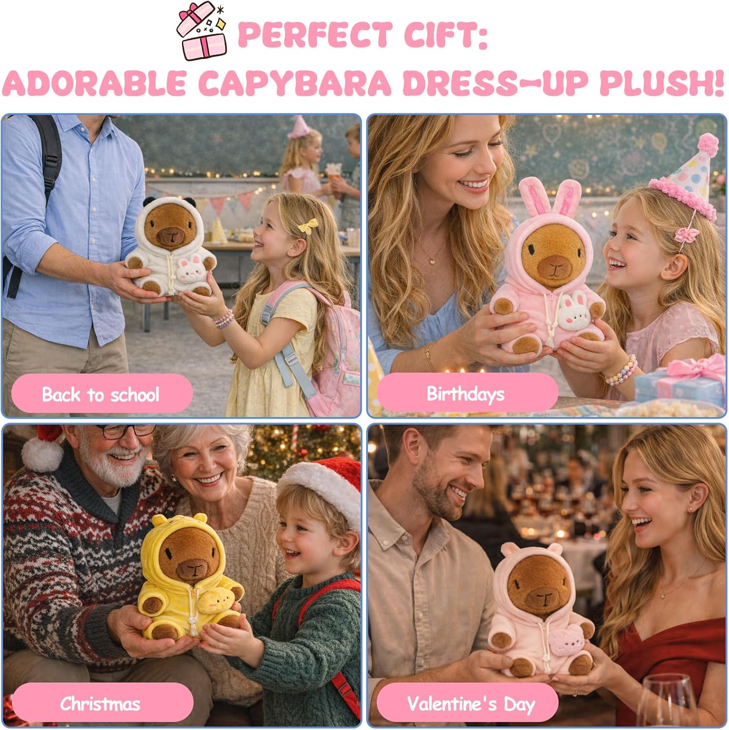 Thumbnail 6 de TITQWOP 9-pc Capybara Plush Set – Adorable Dress-Up Plush for Kids