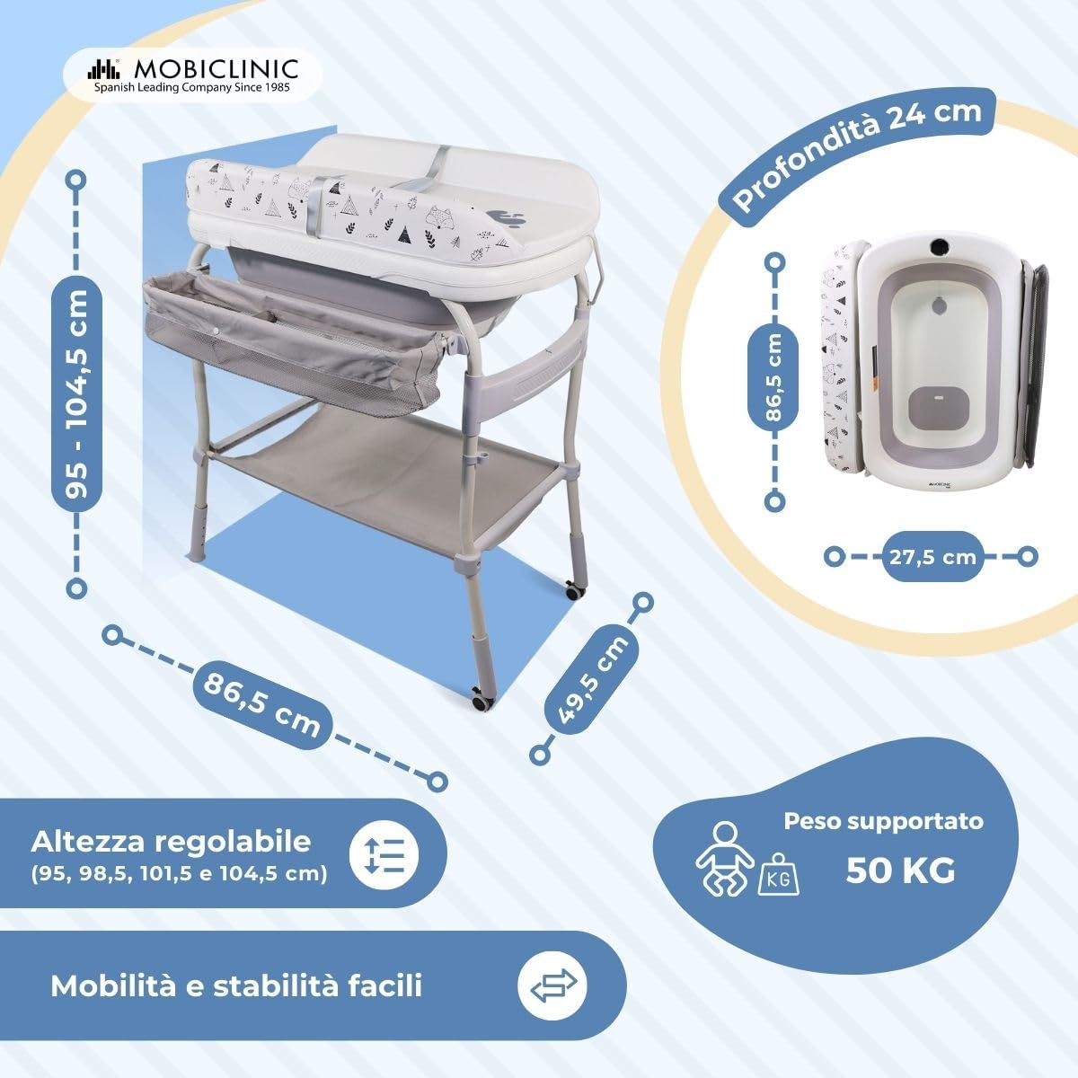 Thumbnail 1 de Mobiclinic® kids Trendy fasciatoio 2 in 1 50 kg