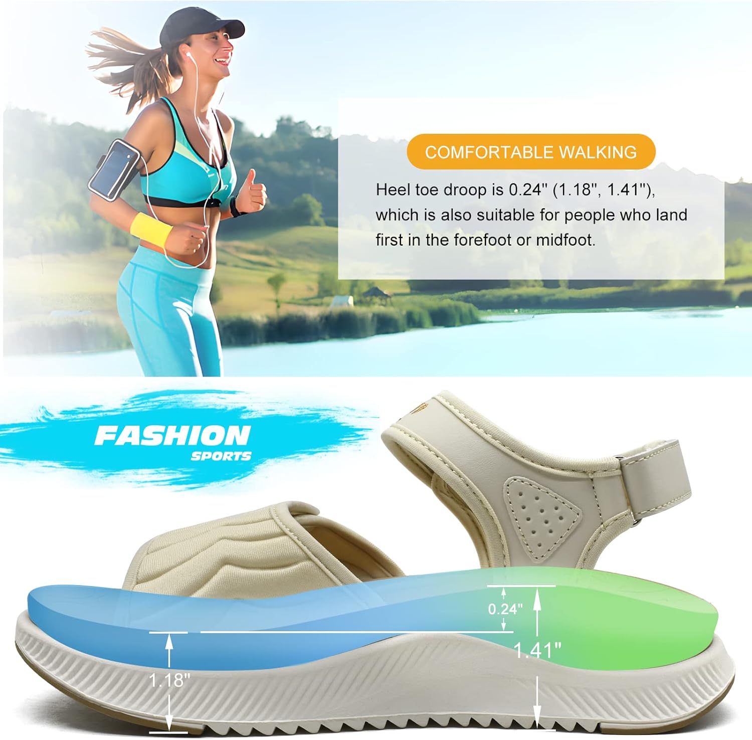 Thumbnail 5 de ONCAI Walking Sandals Womens: Arch Support Hiking Sandals with Orthotic Footbed for Plantar Fasciitis (UK 4–10)