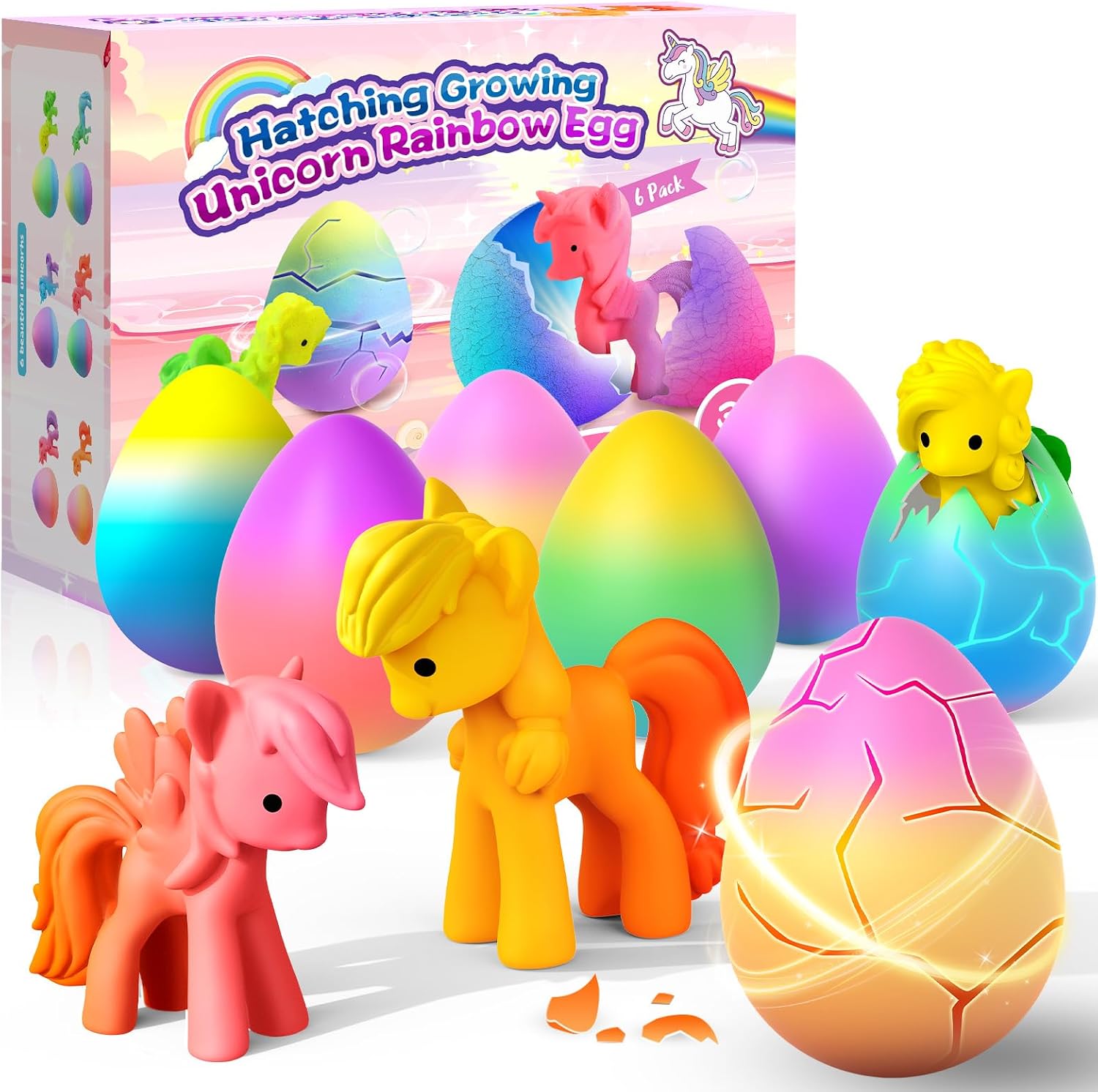 Detalle de Unicorn Hatching Rainbow Eggs 6-Pack