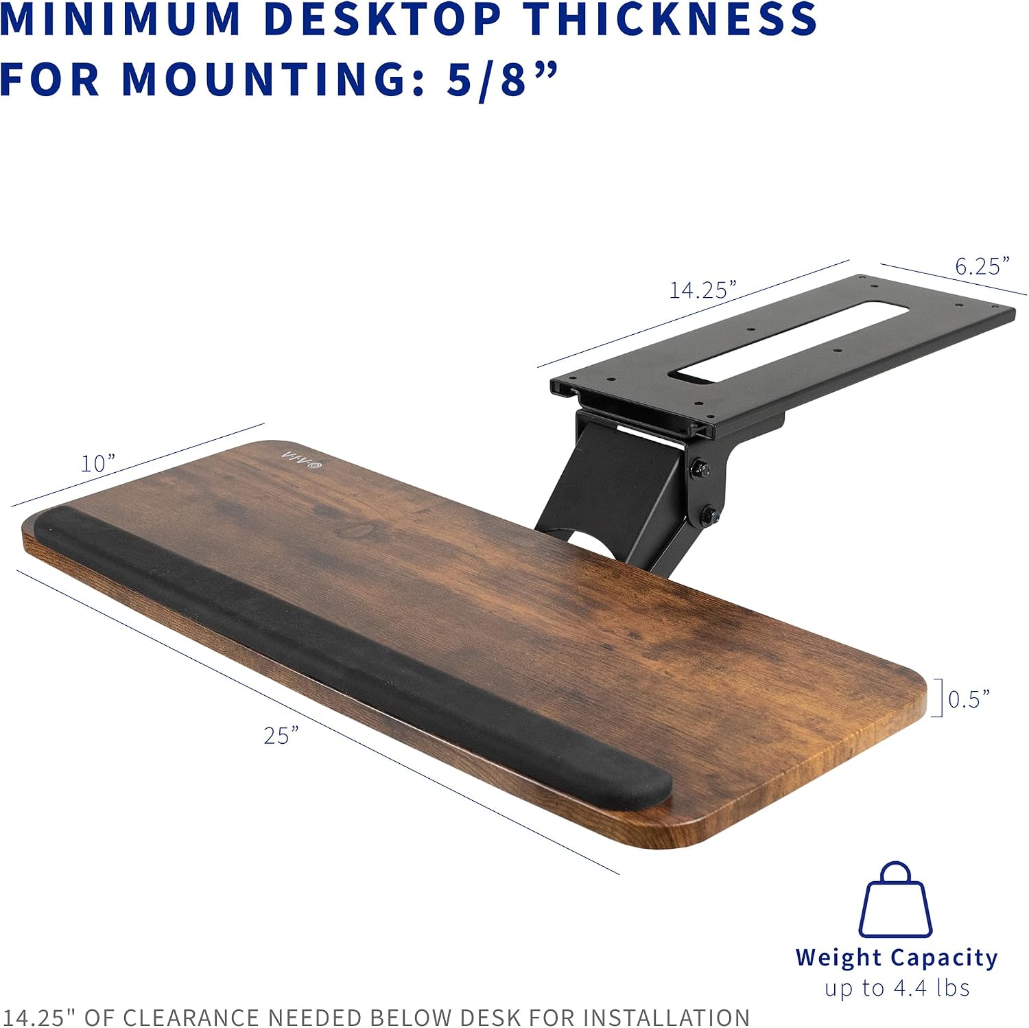 Thumbnail 4 de VIVO MOUNT-KB03N Under-Desk Keyboard Tray, 25 x 10-Inch, Vintage Brown