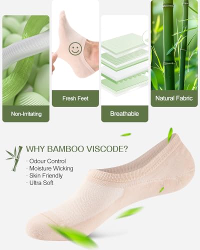 Thumbnail 5 de Cirold Bamboo No Show Socks for Men & Women (6 Pairs) – Beige, Non-Slip