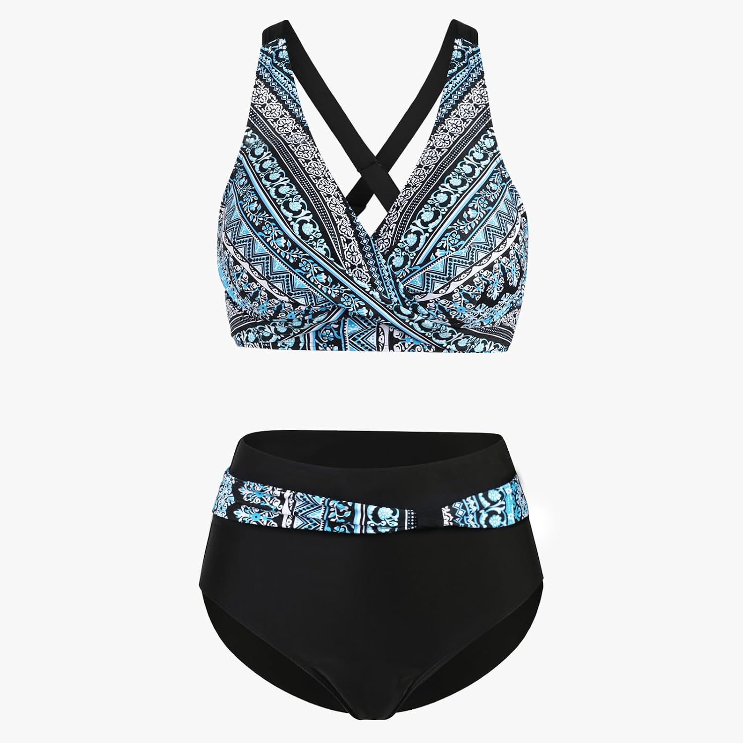 Detalle 2 de Adigaber Damen Bikini Badeanzug V-Ausschnitt