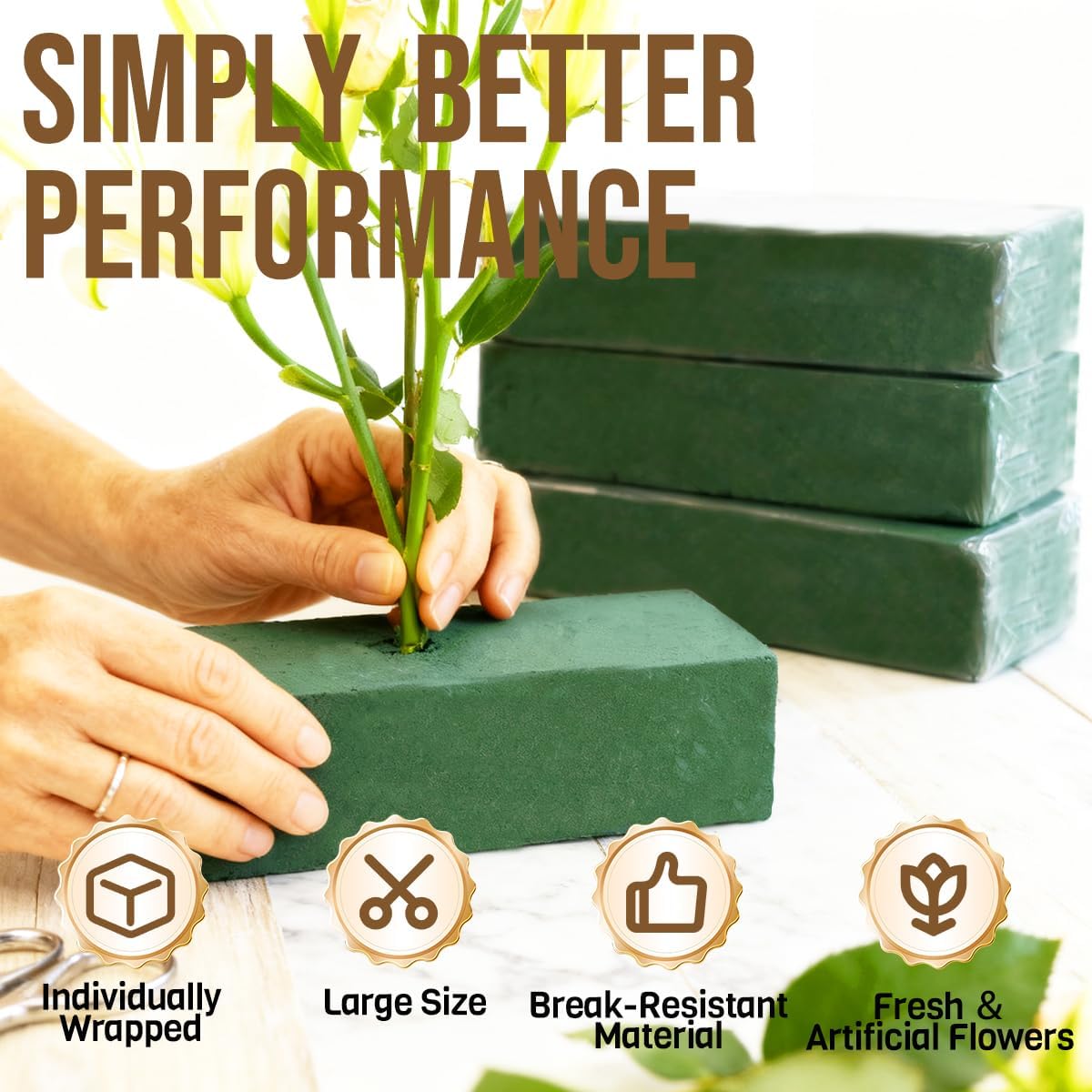 Detalle de gorsent FloralFoam-48 Floral Foam Blocks, 48-Pack for Fresh or Artificial Flowers