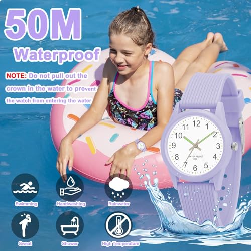 Thumbnail 1 de SOCICO Kids Analog Watch for Boys & Girls (Purple) – 50M Water Resistant, Easy Read Dial, Ages 3–12
