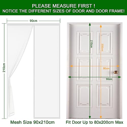 Thumbnail 5 de Cinkee ENGROSAR mosquitera magnética para puerta exterior 90x210 cm (blanco), se cierra sola y sin taladrar
