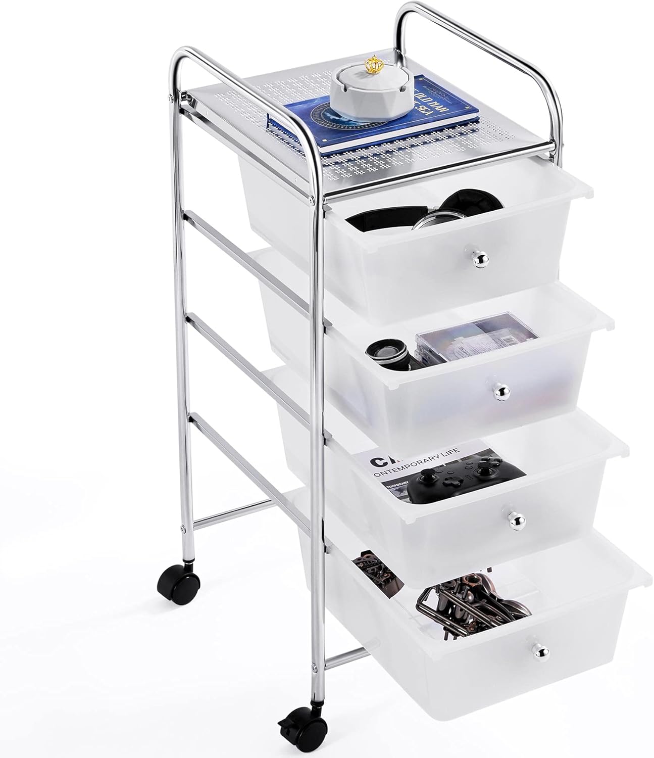 Yaheetech Carrito Auxiliar con Ruedas 30,5x23,2x11,5 cm