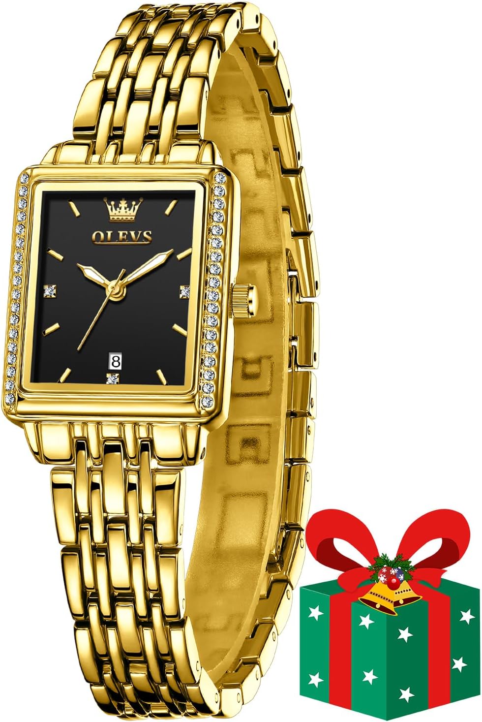 Detalle de OLEVS O-CA-L9995GD-JH Women’s Square Quartz Watch, Stainless Steel, Date