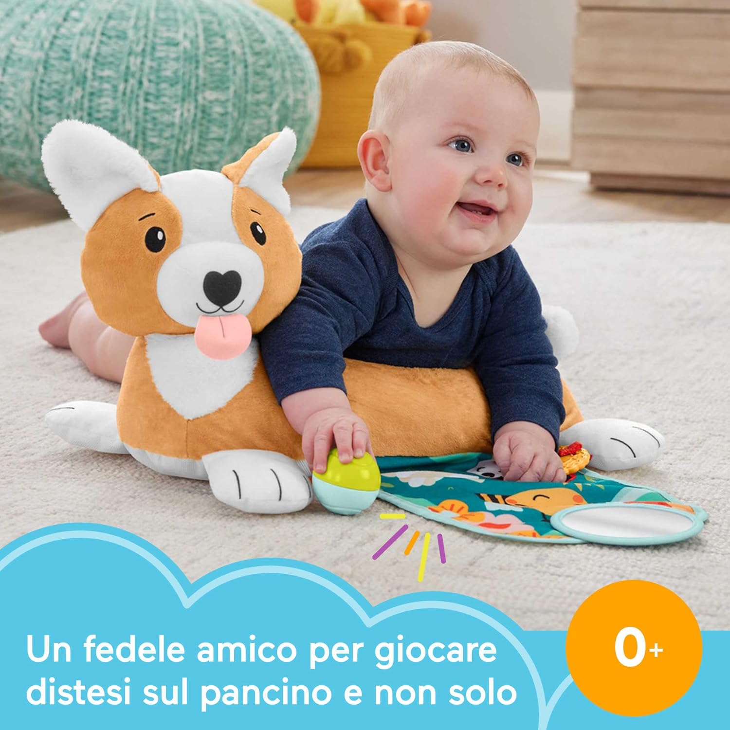 Detalle de Fisher-Price Cuscino Corgi Tummy Time 3 in 1 – supporto multifunctionale per Neonati (HJW10)