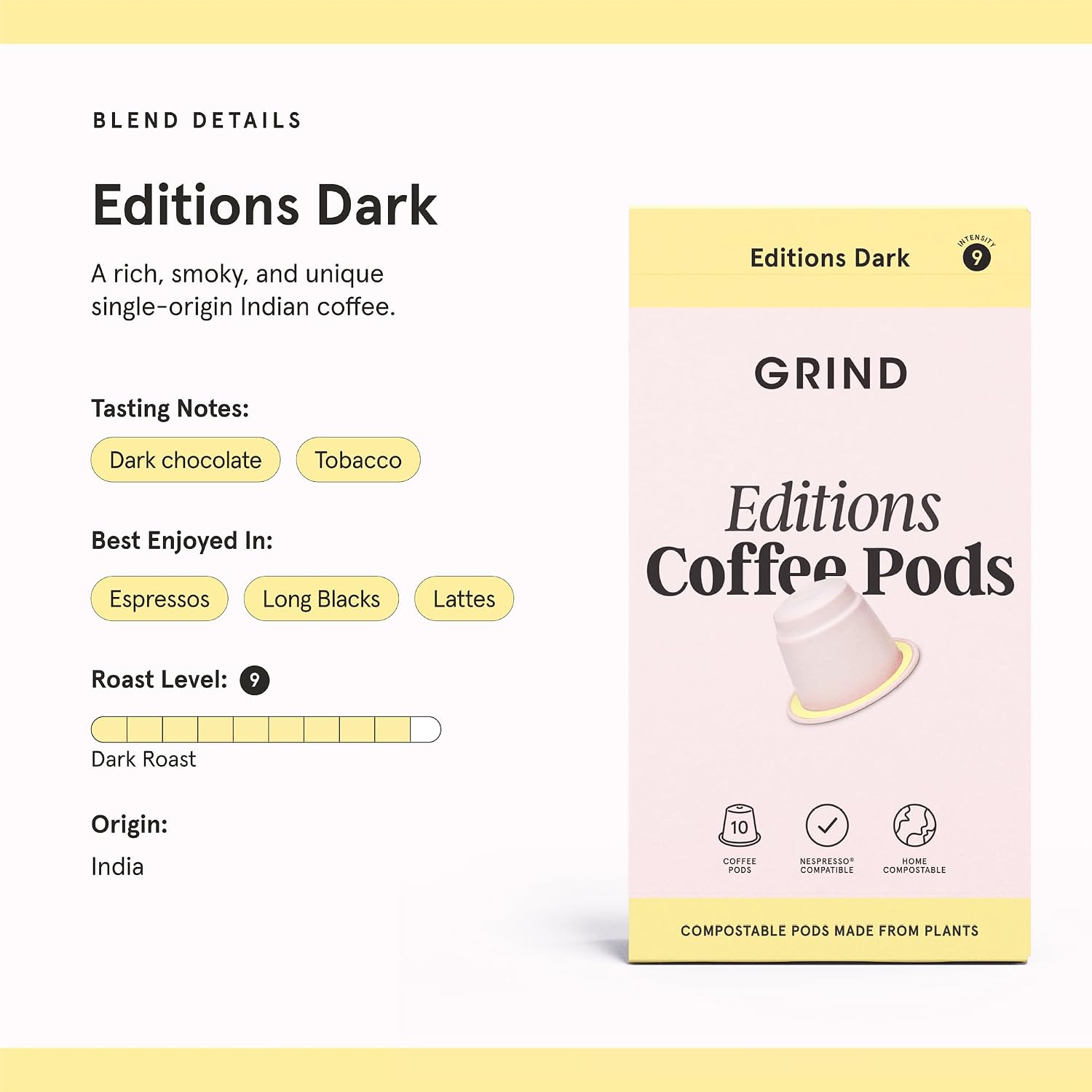 Detalle 2 de Grind India Dark Coffee Pods – 100 Pack
