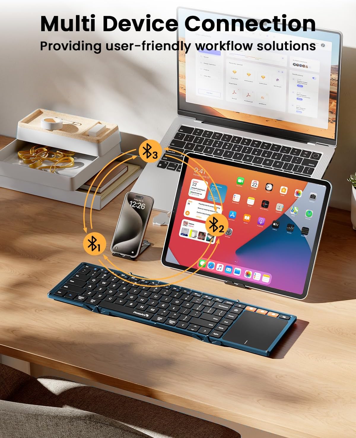 Thumbnail 5 de ProtoArc XK01 TP Foldable Keyboard with Touchpad, 88 Keys, Bluetooth 5.1