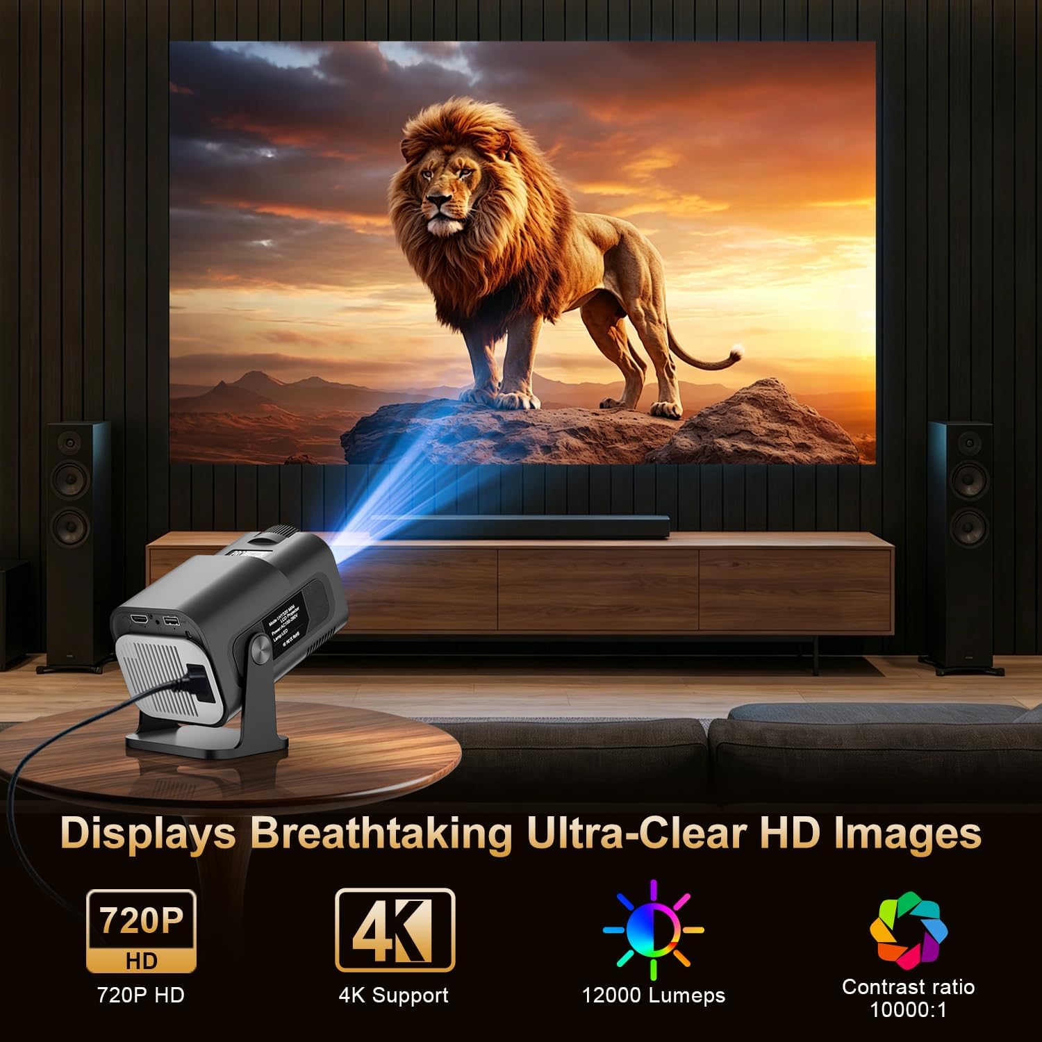 Detalle de Salange 2026 New Mini Projector: A compact Android 14 smart projector for casual home cinema
