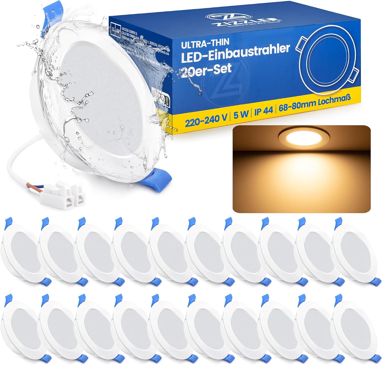 Detalle de LED Einbaustrahler-Set 20er mit 68-80 mm