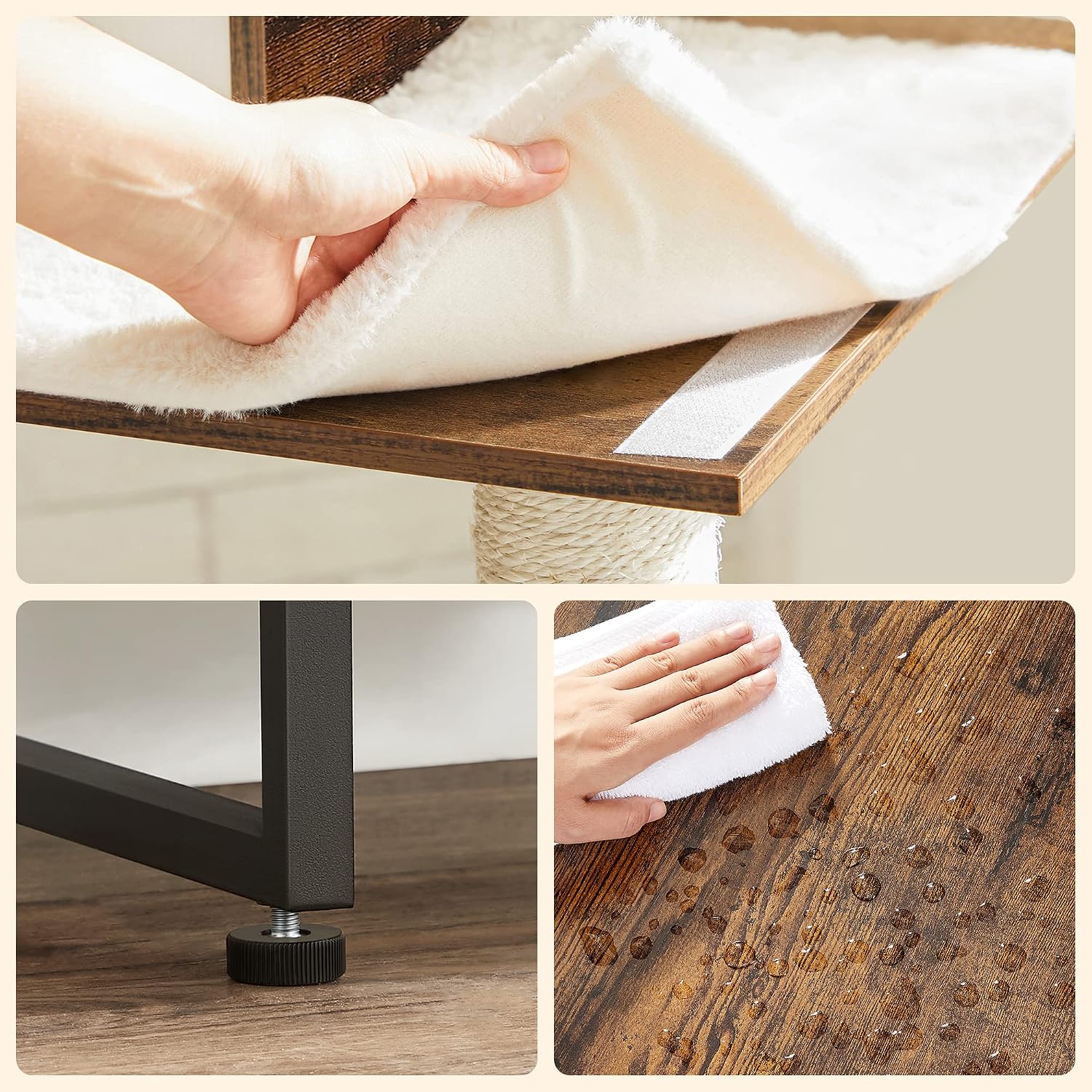 Thumbnail 4 de FEANDREA Arbre à Chat, Maison, Niche, Gain de Place – Marron Rustique PCT112X01