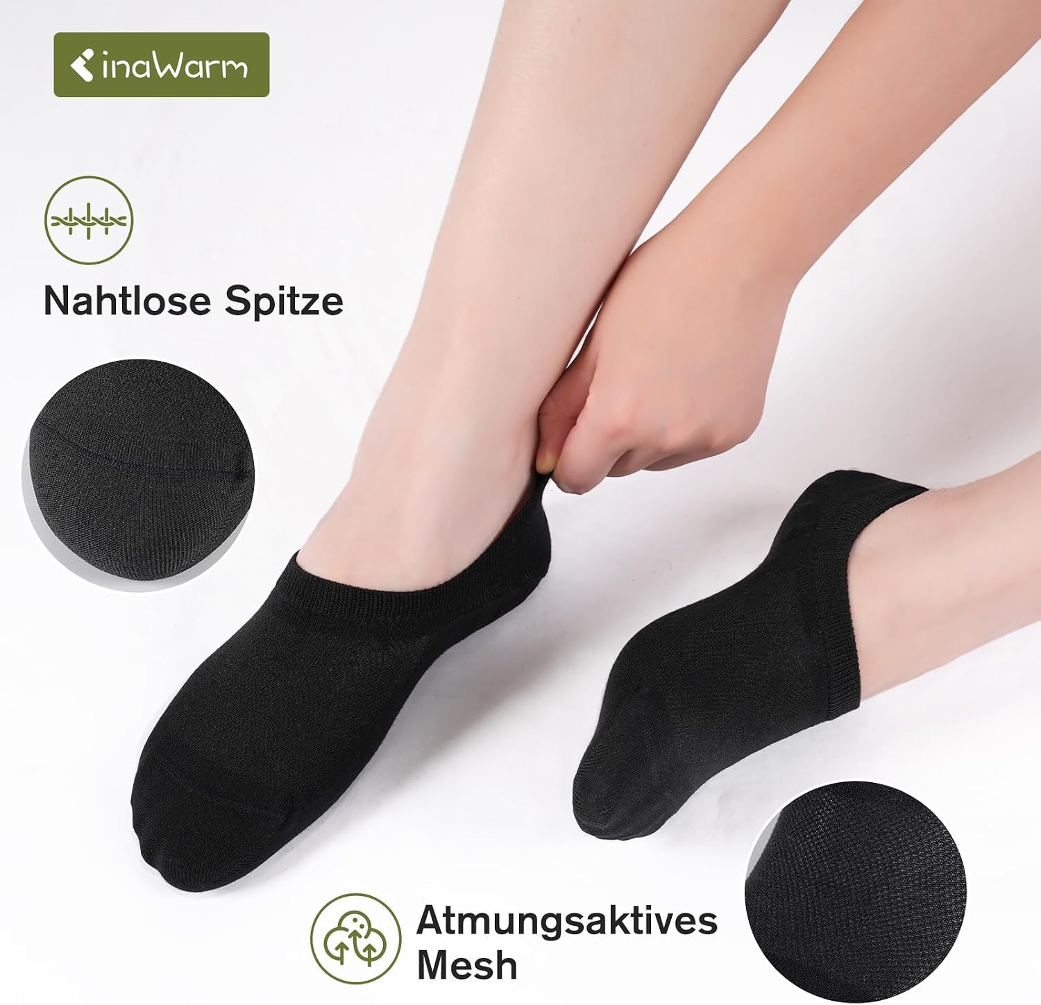 Thumbnail 3 de inaWarm Bambus No-Show Füßlinge Damen 6/10 Paar – Unsichtbare Sneaker-Socken mit rutschfestem Silikon