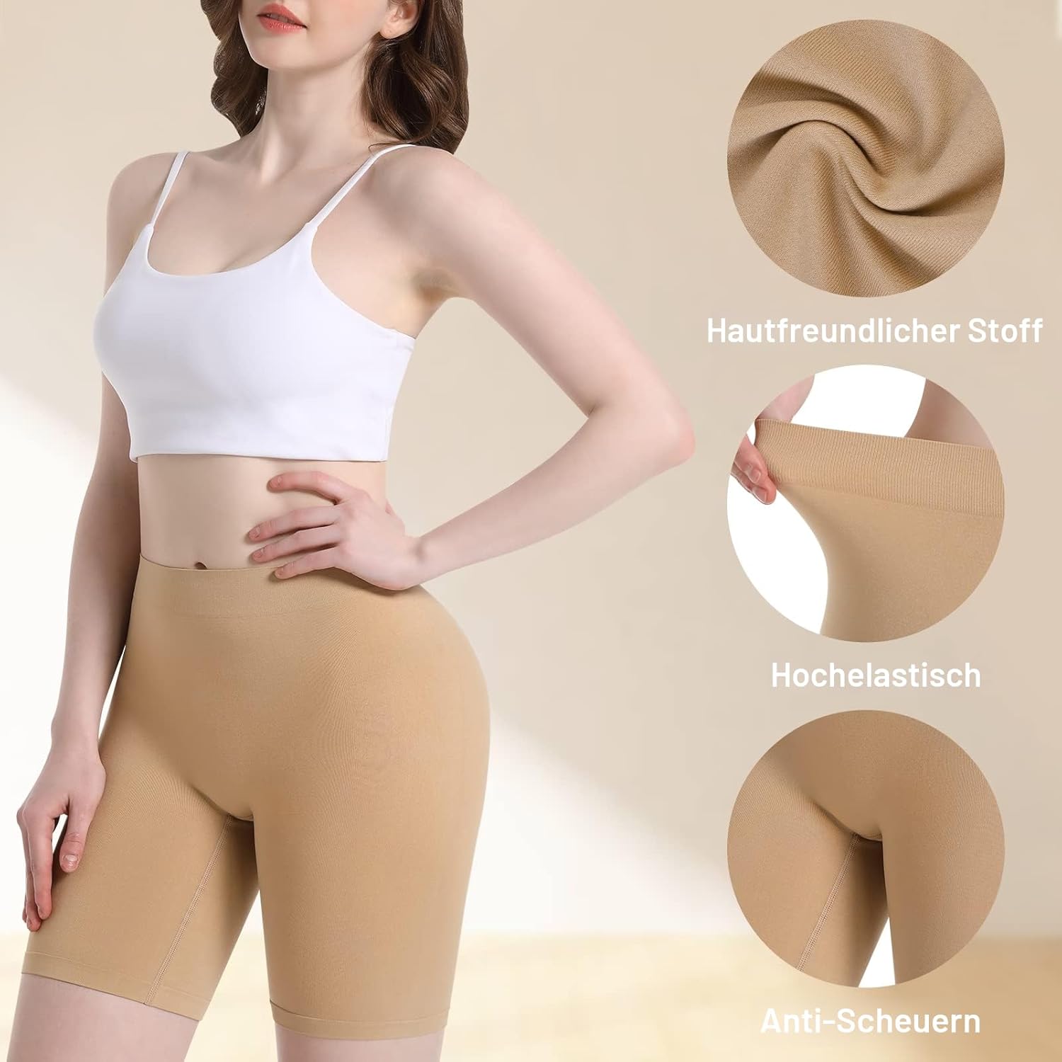 Thumbnail 2 de Damen Radlerhose/Slip-Shorts im 3er-Set (Anti-Scheuern) – Damenkurze Nahtlos, hohe Taille