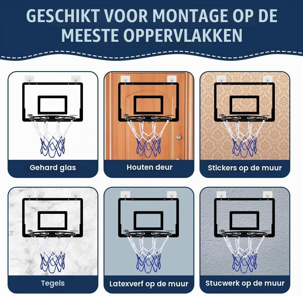 Thumbnail 2 de OSDUE 3644147 mini-basketbalringset met 4 ballen en beschermende vulling