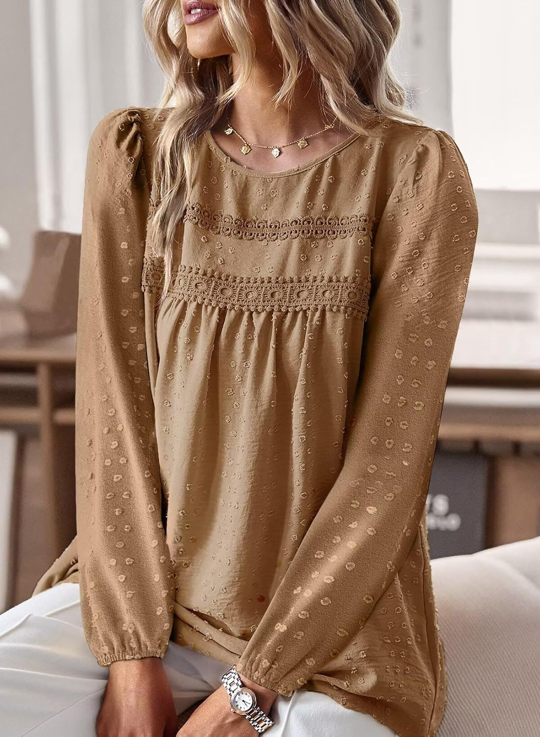 Detalle 2 de TUUHAW Langarmshirt mit Rundhals für Damen