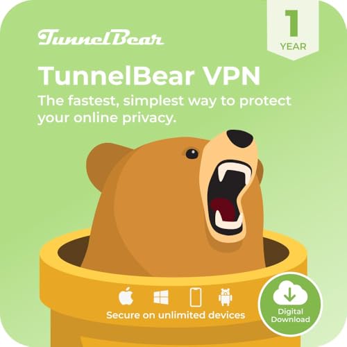 Detalle de TunnelBear VPN Software: 1-Year Unlimited Data & Devices
