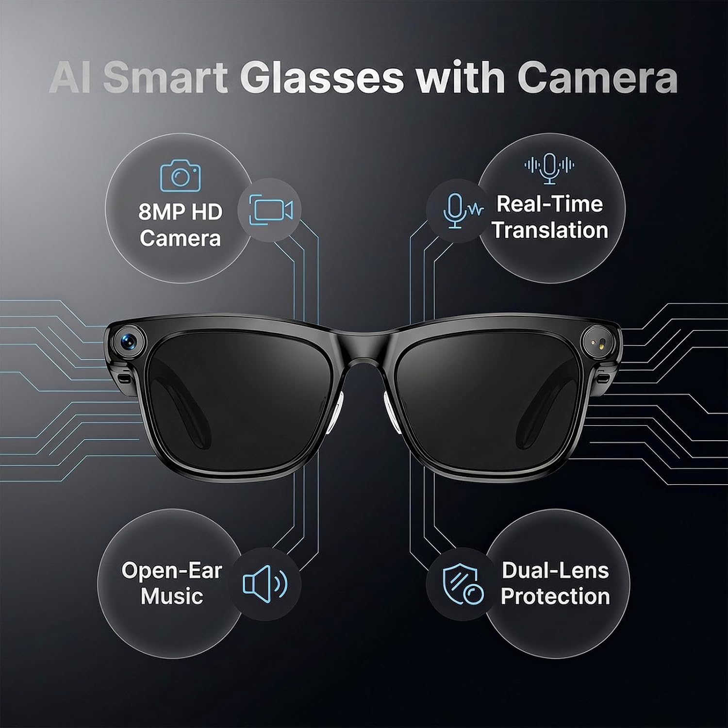 Detalle de Bapick Smart Glasses with 8MP Camera