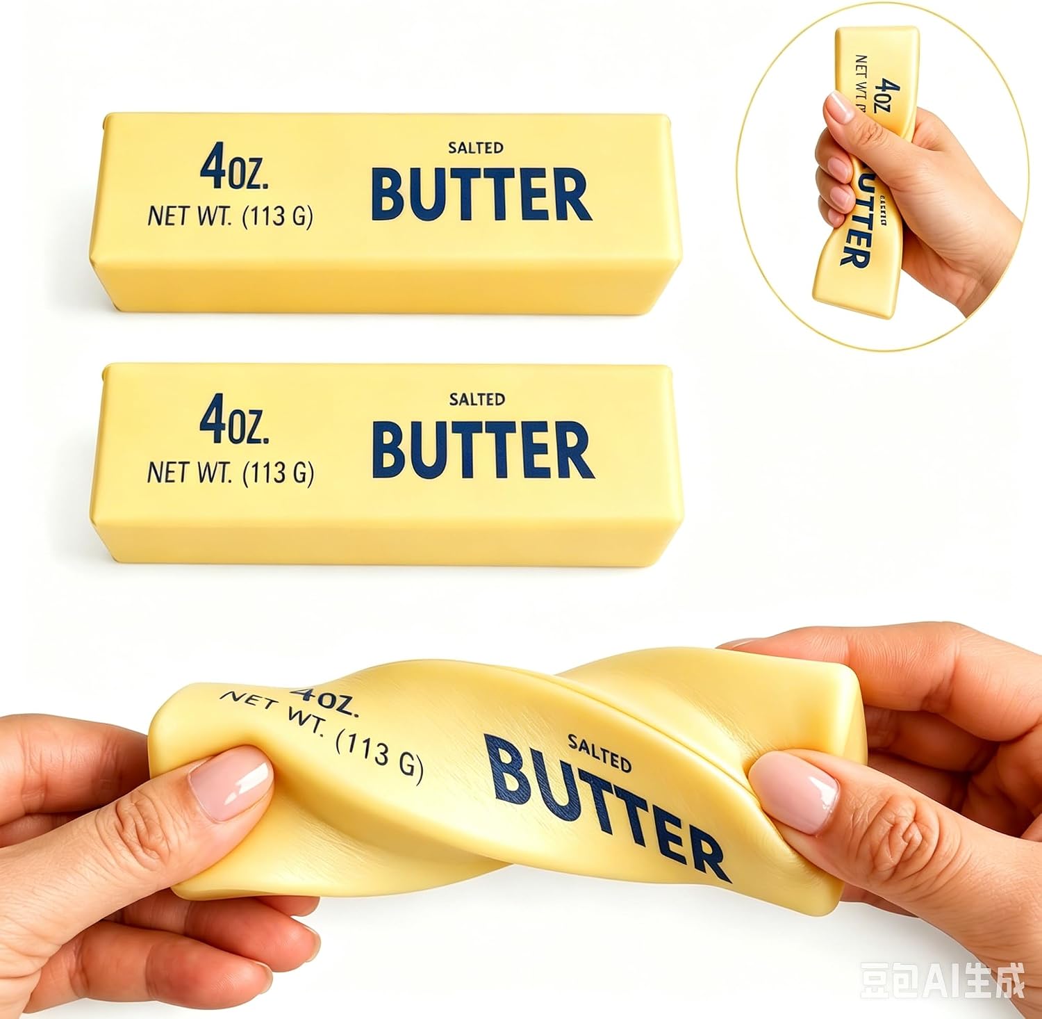 Detalle 2 de Zeeoa Zooea20260526-01 Butter-Shaped Squishy Fidget Toy, 2-Piece PU Set
