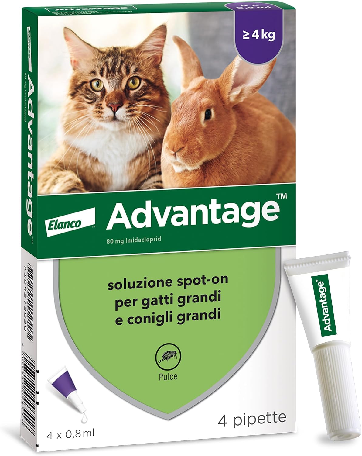 Detalle de Advantage spot-on per gatti grandi (4 pipette) – Trattamento antipulci Elanco