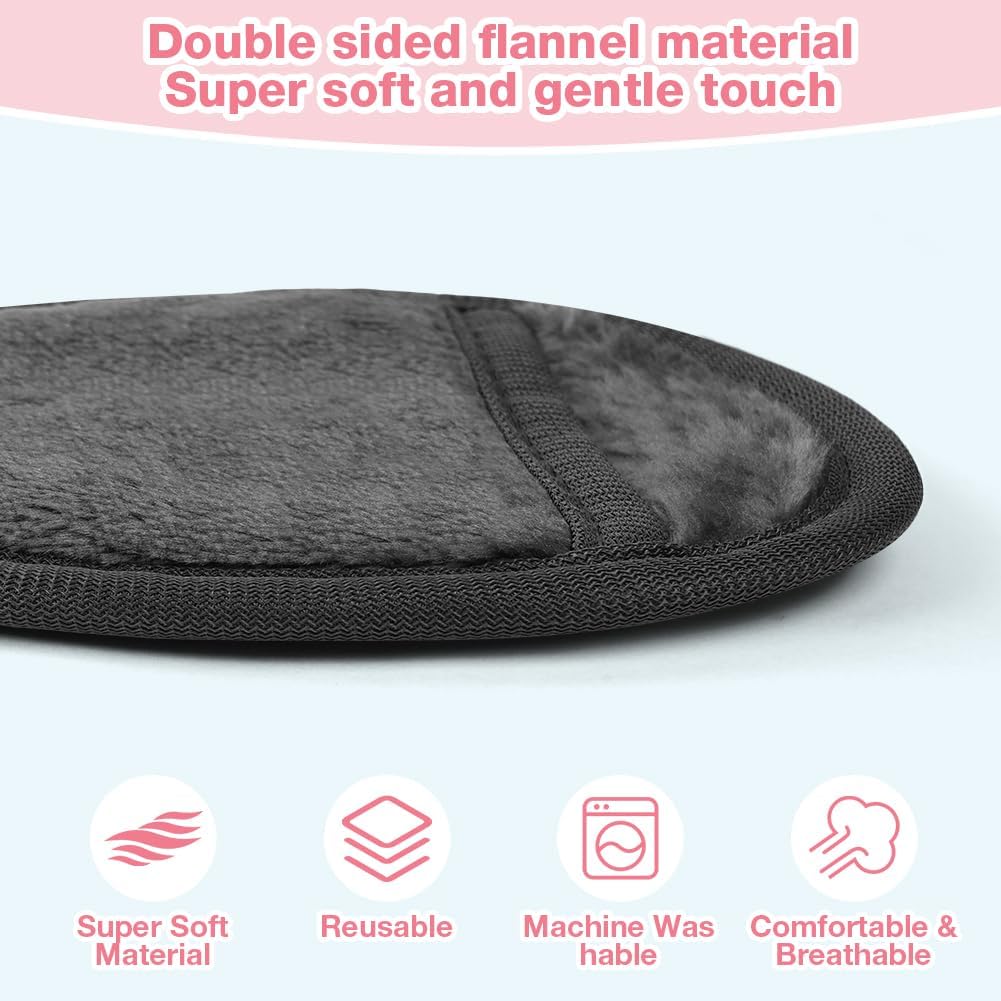 Detalle de AOOWU 12 Pz Dischetti Struccanti Riutilizzabili con Sacchetto Lavanderia – Flanella Double-Face