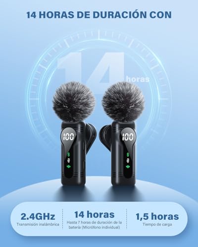 Detalle 2 de Newmight Micrófono Lavalier Inalámbrico para iPhone, Android y USB-C
