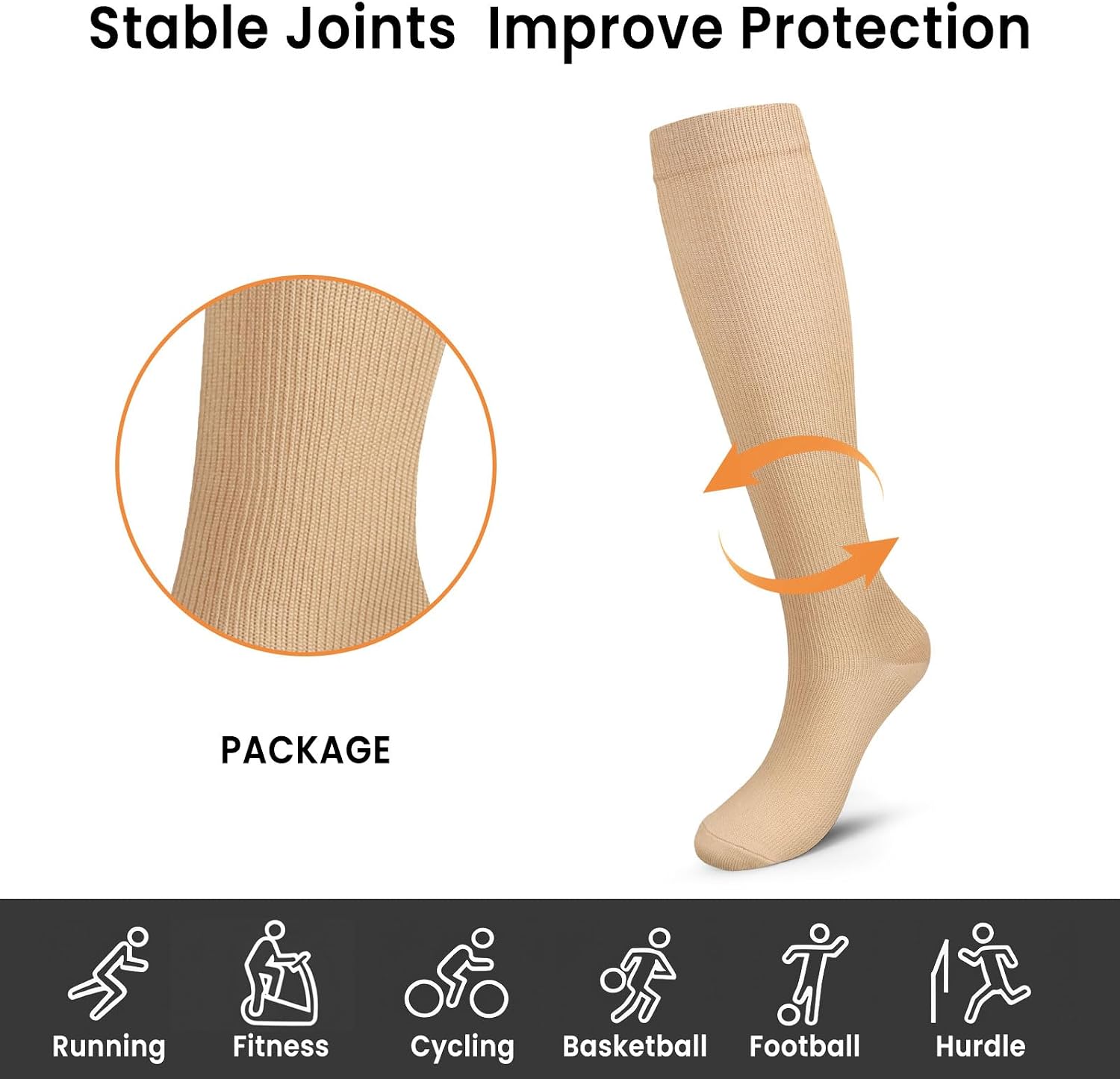 Detalle de Pnosnesy Compression Socks — 7 Pairs, 15-20 mmHg, Unisex Performance Support for Sports, Travel and Everyday Wear